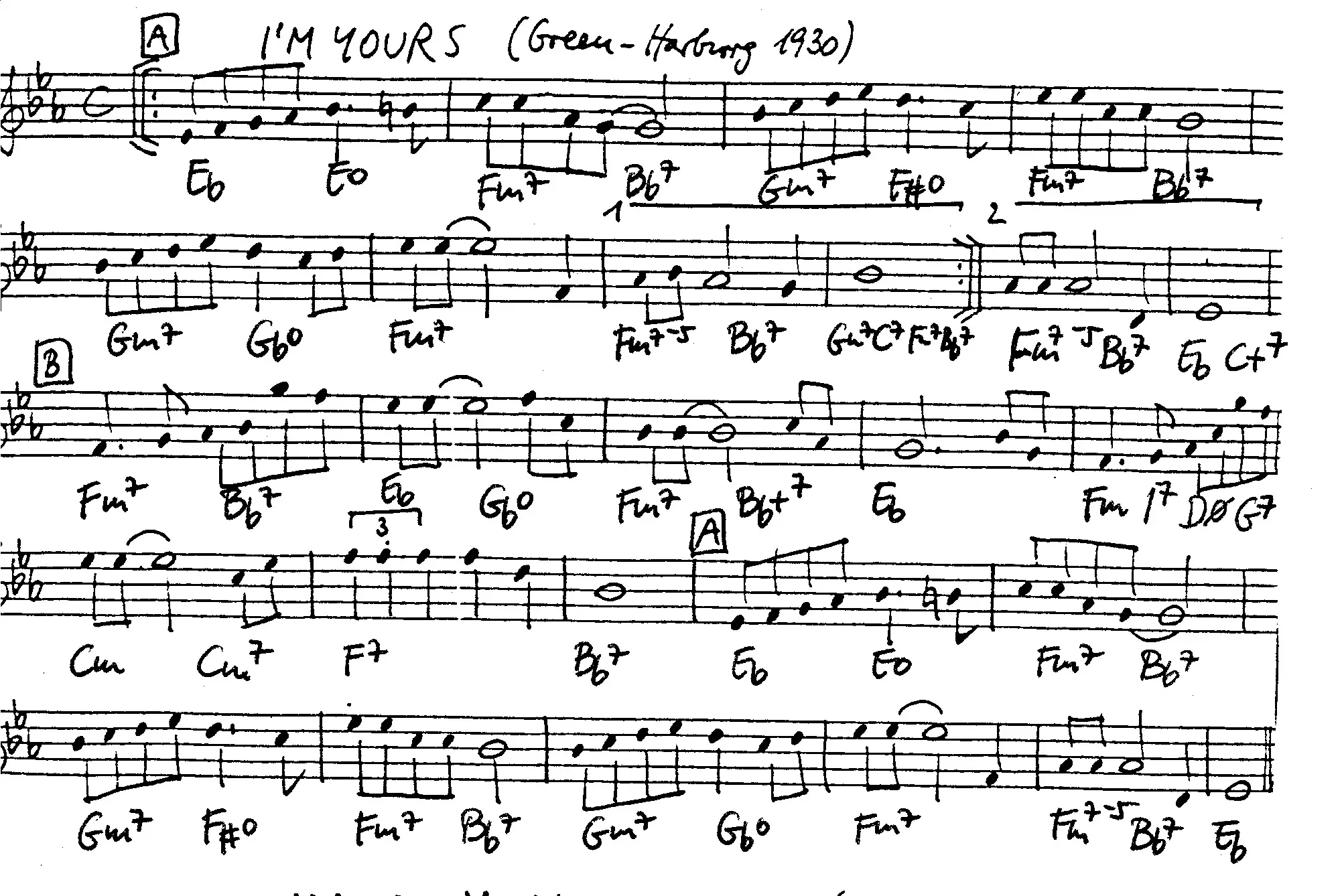 i'm yours free jazz leadsheet - Courtesy of the Jungle Jazz Band